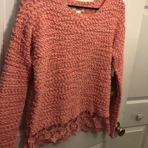 Pink sweater with lace